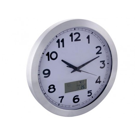 Horloge murale 35 cm avec thermomètre, hygromètre, météo