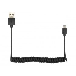 Cordon spiralé Usb A mâle vers Micro Usb mâle 1.50m