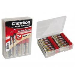 Pile AAA 1.5V Alcaline Camelion par 24 avec boîte de rangement