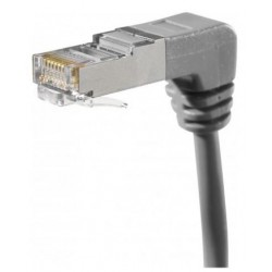 Cordon RJ45 0.3m coudé bas Cat5 blindé F/UTP gris