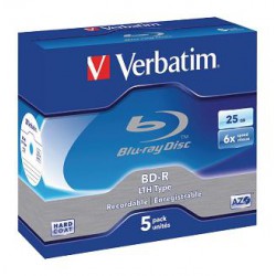 Pack de 5 Blu Ray R/W 25 GB Verbatim