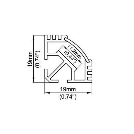 Profilé angle 45° en aluminium pour led