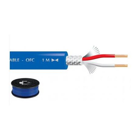 Câble blindé 2 x 0.22mm² audio, bleu