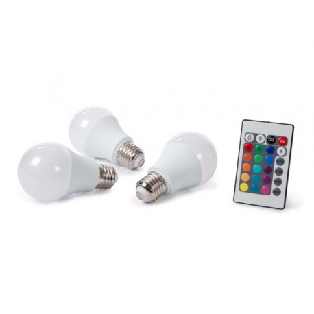 Jeu de 3 ampoules LED RVBW 7.5W à vis gros culot