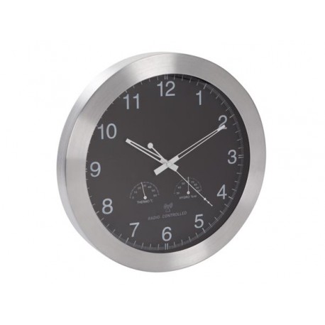 Horloge murale 35 cm avec thermomètre, hygromètre, météo