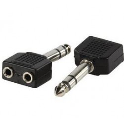 Adaptateur jack 3.5mm femelle X2, jack 6.35mm stéréo mâle