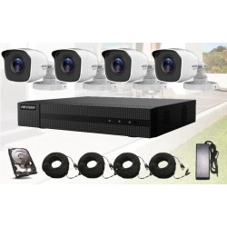 Pack vidéosurveillance avec 4 caméras, enregistreur IP, connectique
